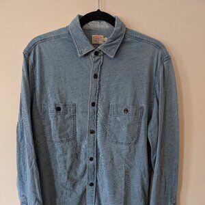 Faherty Men's Knit Seasons Long Sleeve Button Down - Medium Indigo Blue